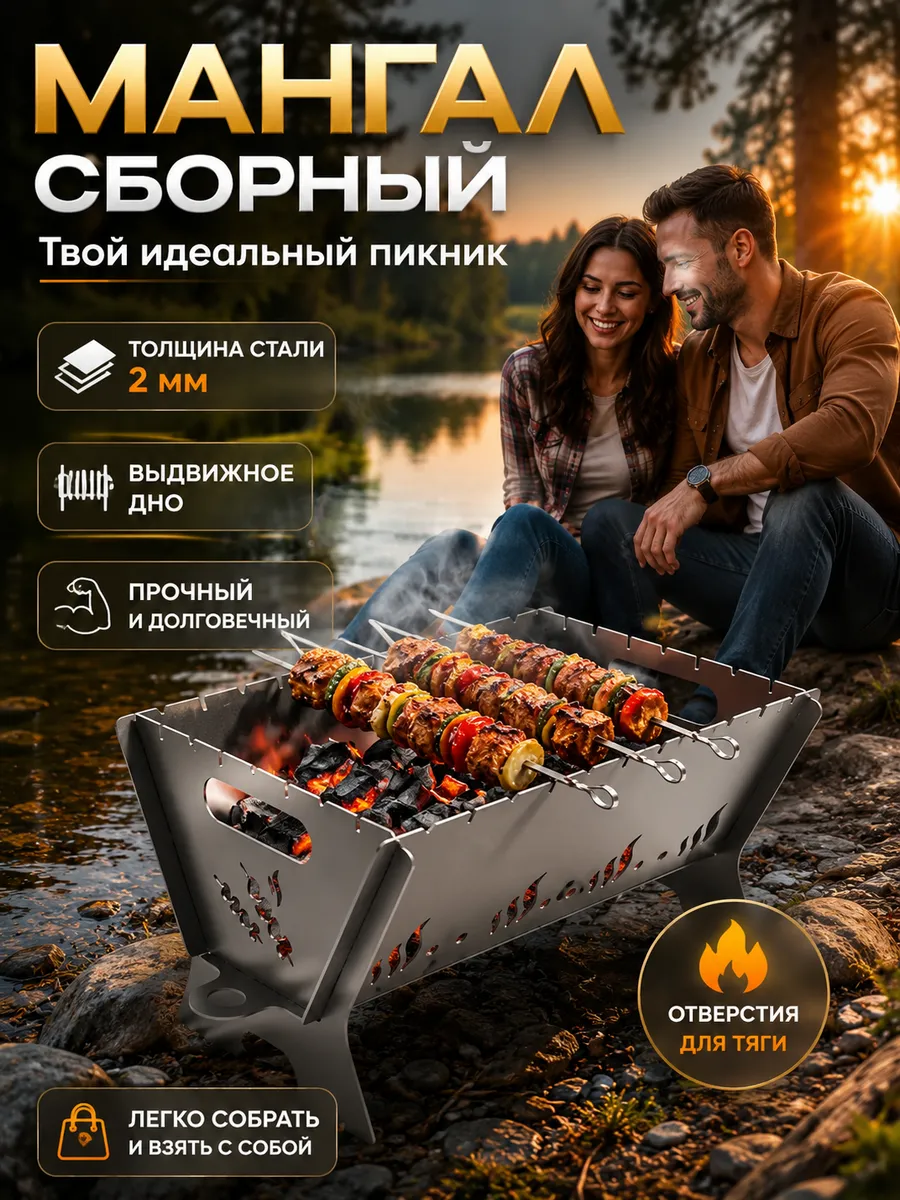 Мангал разборный многоразовый 3 мм