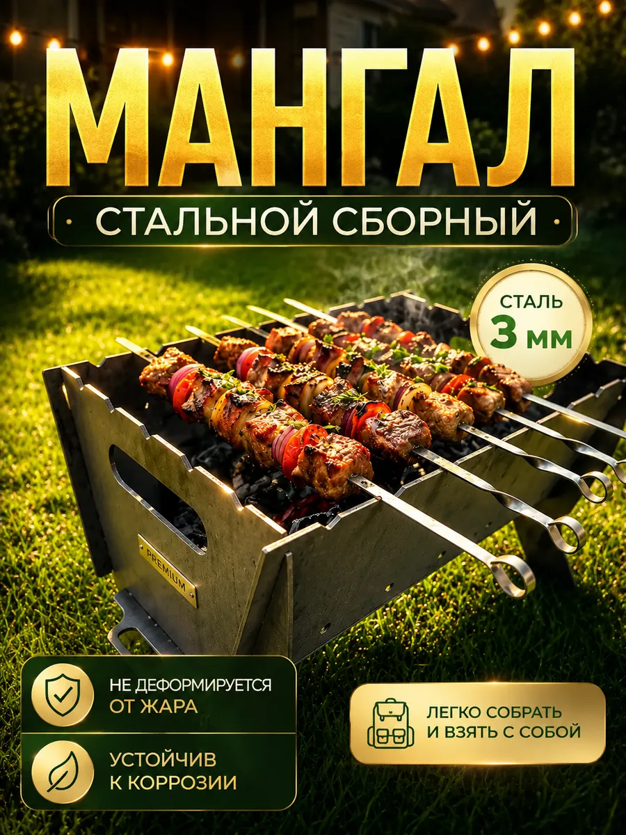Мангал разборный многоразовый 3 мм