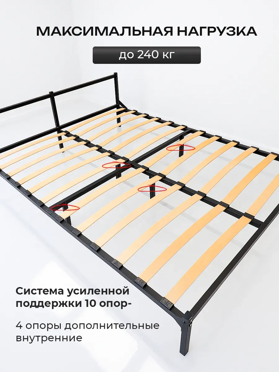 Кровать 1800 х 2000 двуспальная металлическая