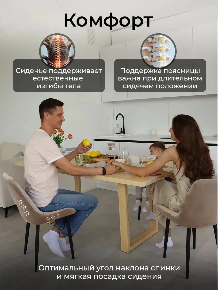 Стул для кухни 1 шт со спинкой мягкий