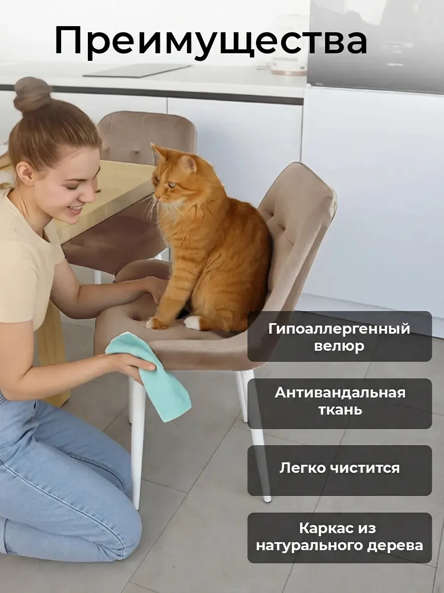Стул для кухни 1 шт со спинкой мягкий